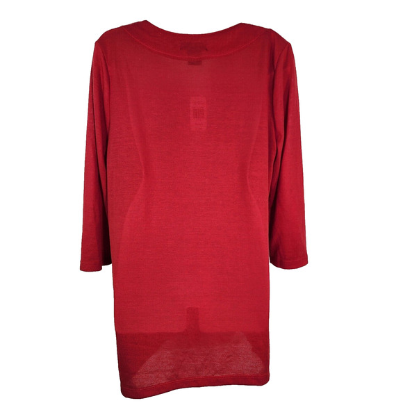 SML Design Tunic Top Womens Medium Metallic Embellished Red 3/4 Sleeve Knit NWT - Picture 2 of 10